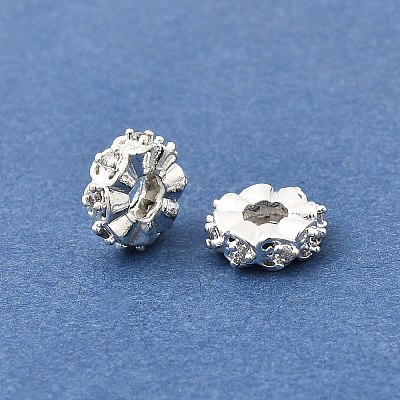 Brass Micro Pave Clear Cubic Zirconia Spacer Beads KK-Z156-13S-01-1