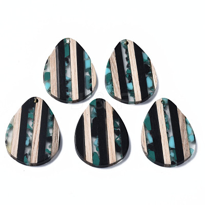 Stripe Resin & Walnut Wood Pendants X-RESI-N025-015A-D01-1