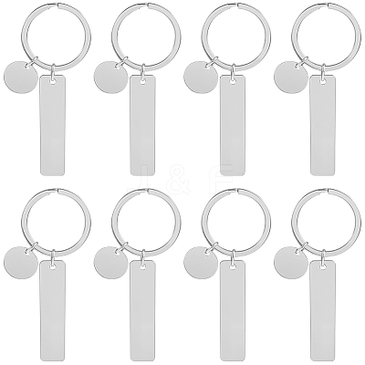 20Pcs 201 Stainless Steel Blank Pendant Keychain KEYC-SC0001-62C-1