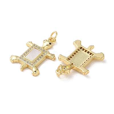 Brass Micro Pave Clear Cubic Zirconia Pendants KK-B083-29B-G-1