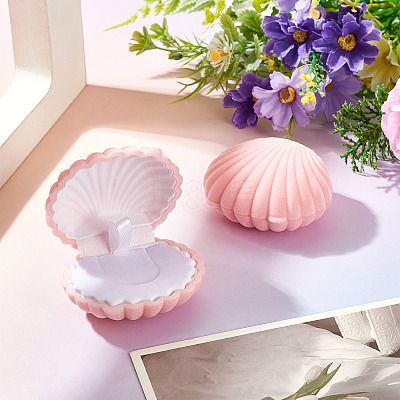 Shell Shaped Velvet Jewelry Storage Boxes VBOX-TADJ0001-02A-1