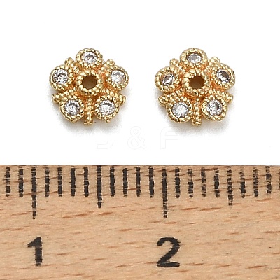 Brass Micro Pave Clear Cubic Zirconia Bead Caps KK-A276-07G-1