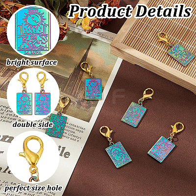 6Pcs 6 Styles Tarot Alloy Pendant Locking Stitch Markers HJEW-HY00013-1