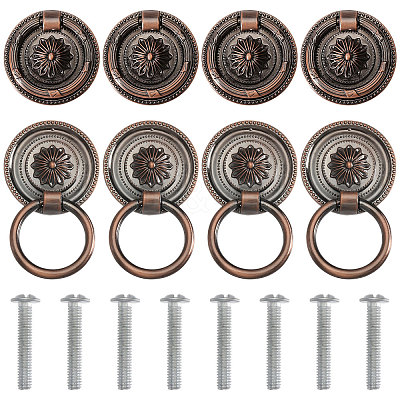 8Pcs Flower Zinc Alloy Cabinet Handles AJEW-FH0006-30A-1