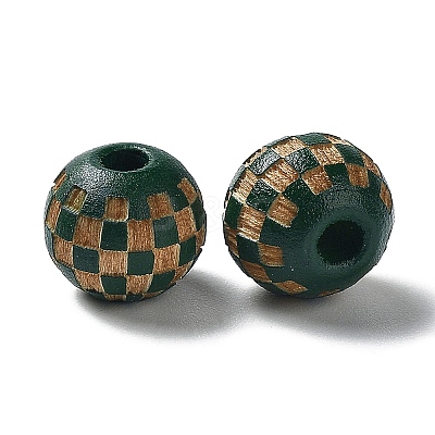 Wood Laser Engraved Tartan Beads WOOD-I011-01A-05-1