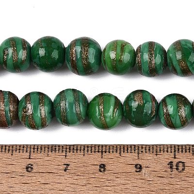 Handmade Gold Sand Lampwork Beads Strands LAMP-Q041-10B-1