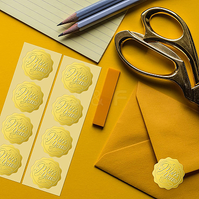 Plastic Self Adhesive Gold Foil Embossed Stickers DIY-WH0211-179-1