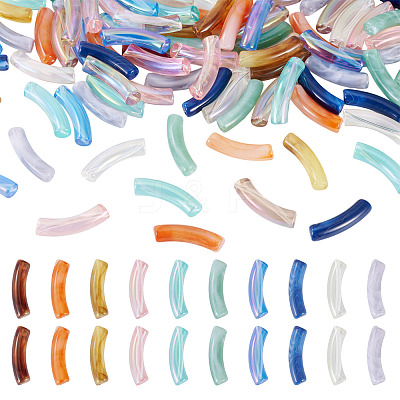 100Pcs 10 Styles Two Tone Acrylic Beads MACR-TA0002-60-1