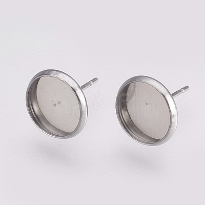 Non-Tarnish 202 Stainless Steel Stud Earring Settings A-STAS-I088-E-03P-1