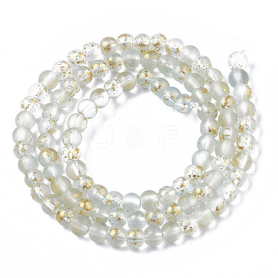 Frosted Spray Painted Glass Beads Strands X-GLAA-N035-03A-C09-1
