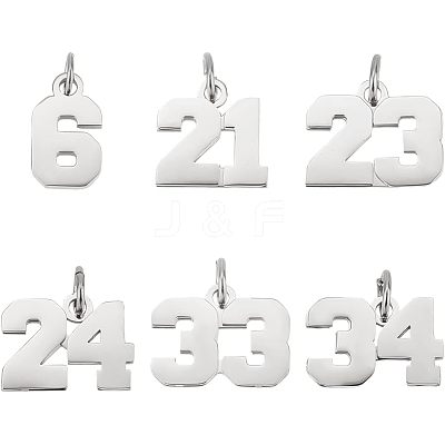 6Pcs 6 Style 316 Surgical Stainless Steel Charms STAS-UN0040-38P-1