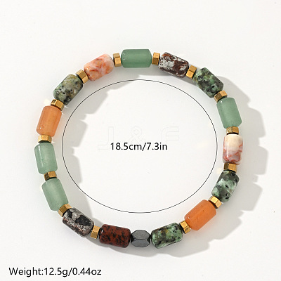 Column Natural African Turquoise(Jasper) & Red Aventurine & Flower Amazonite & Lava Rock Beads Stretch Bracelets for Men Women WC4994-1