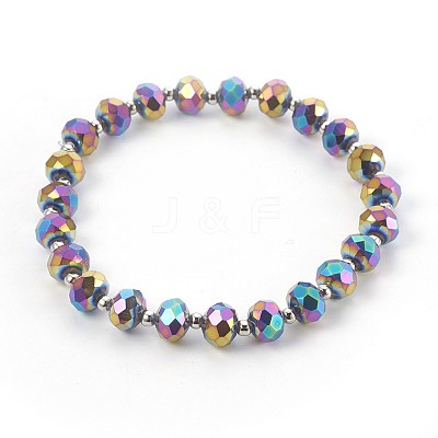 Electroplate Glass Stretch Bracelets BJEW-JB04017-03-1