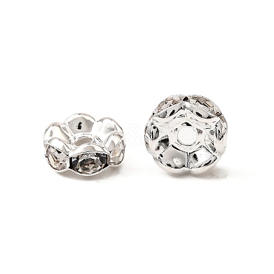 Brass Rhinestone Spacer Beads RB-A014-L8mm-01S-NF-1