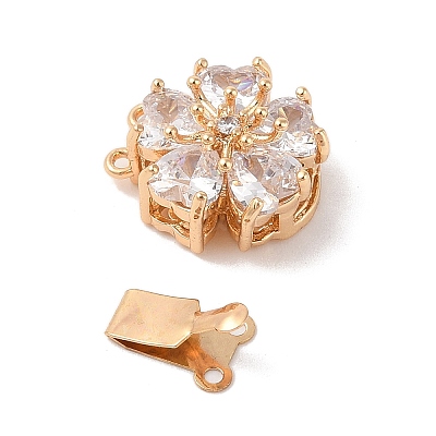 Brass Micro Pave Cubic Zirconia Box Clasps KK-B100-067G-01-1