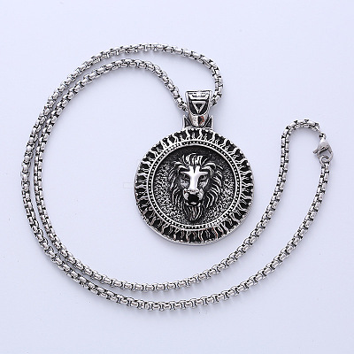 Vintage Viking Lion Head 304 Stainless Steel Pendant Punk Jewelry Necklaces for Men CL9134-1