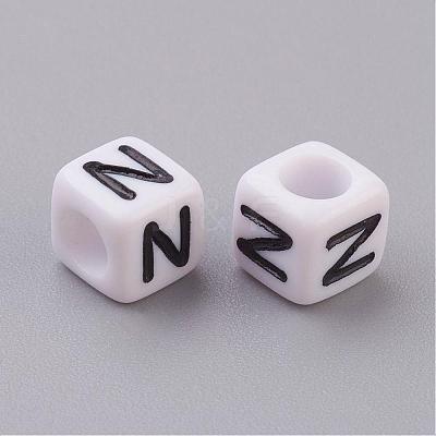 Acrylic Horizontal Hole Letter Beads PL37C9308-N-1