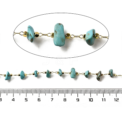 Handmade Synthetic Turquoise Chip Beaded Chains CHC-F020-10G-05-1