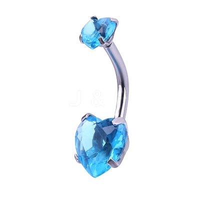 Heart Cubic Zirconia Belly Button Rings WG98059-04-1