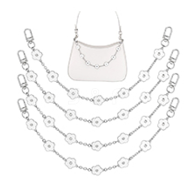 4Pcs Flower Alloy Enamel Alloy Bag Decorative Chains PURS-PH0001-30-1