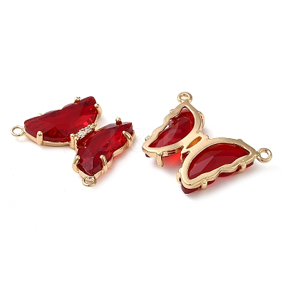 Brass Pave Faceted Glass Connector Charms FIND-Z020-03U-1
