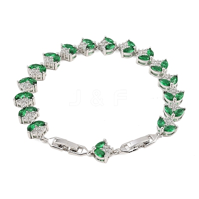 Platinum Tone Brass Micro Pave Cubic Zirconia Tennis Bracelets BJEW-B160-09P-1