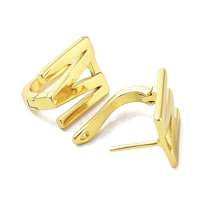 Brass Letter Stud Earrings for Women EJEW-A038-01M-G-1
