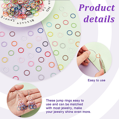 225Pcs 15 Colors SPray Painted Zinc Alloy Open Jump Rings FIND-H0010-91B-1