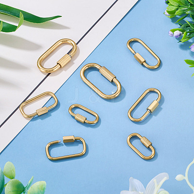 8Pcs 4 Styles 304 Stainless Steel Locking Carabiner STAS-TA0005-53-1