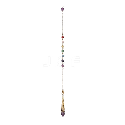 Mixed Gemstone Pointed Dowsing Pendulums PALLOY-JF02047-1