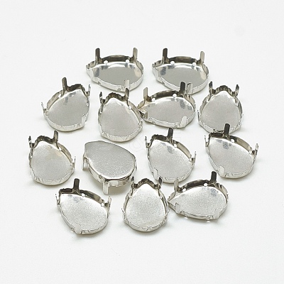 Non-Tarnish 201 Stainless Steel Sew on Prong Settings STAS-T032-02-10x14mm-1