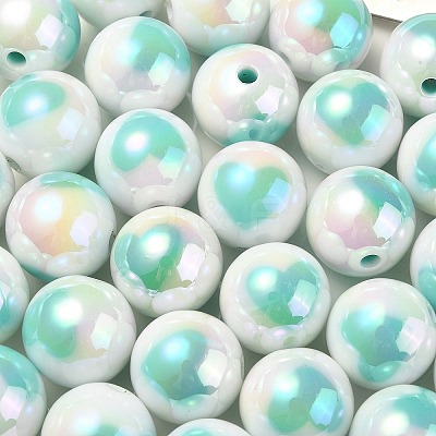 UV Plating Rainbow Iridescent Acrylic Beads OACR-F004-09F-1