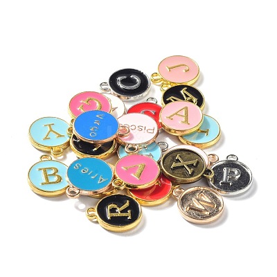 Flat Round Alloy Enamel Pendant PALLOY-XCP0001-34-1