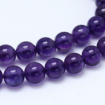 Natural Amethyst Round Bead Strands G-M212-4mm-04A-1