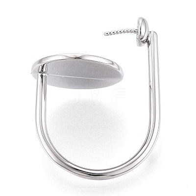 Flat Round Brass Cuff Ring Settings KK-T076-67P-1