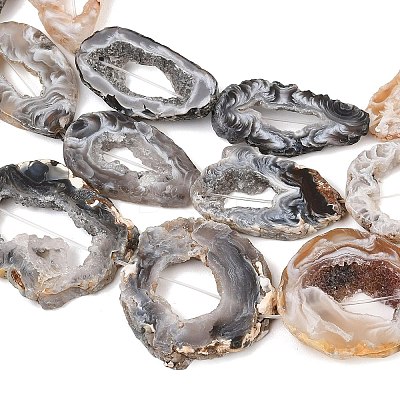 Natural Druzy Agate Slice Beads Strands G-K381-A02-1
