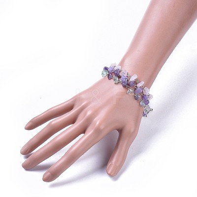 Chip Natural Mixed Stone Multi-strand Bracelets BJEW-JB04393-01-1