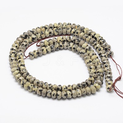 Faceted Natural Dalmatian Jasper Rondelle Beads Strands X-G-K090-03-1