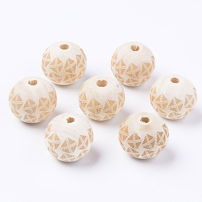 Unfinished Natural Wood European Beads WOOD-S057-021B-1