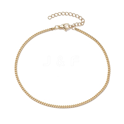 Brass Curb Chain Anklets AJEW-AN00603-1