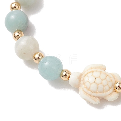 Natural Flower Amazonite & Synthetic Turquoise Stretch Bracelets BJEW-JB13474-1