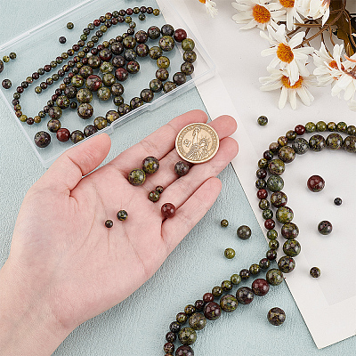 4 Strands 4 Styles Natural Dragon Blood Jasper Bead Strands G-OC0005-10-1