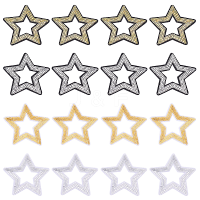 16Pcs 4 Colors Polyester and Plastic Embroidery Lace Appliques DIY-GA0007-40-1