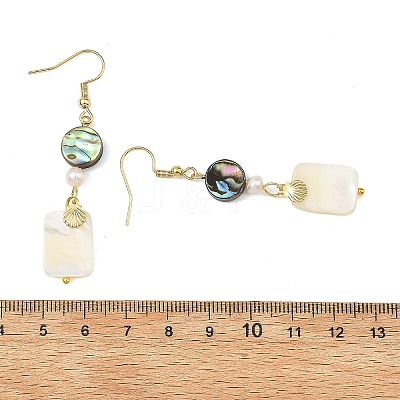 Natural Abalone Shell/Paua Shell & Natural Trochid Shell/Trochus Shell Dangle Earring for Women EJEW-JE07401-1