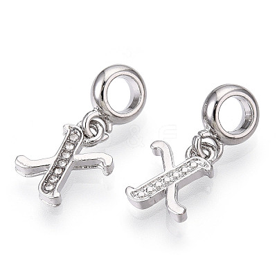 Platinum Rack Plating Alloy Rhinestone European Dangle Charms PALLOY-T048-36P-X-1