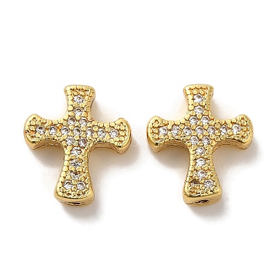 Brass Micro Pave Cubic Zirconia Beads KK-C072-08G-1