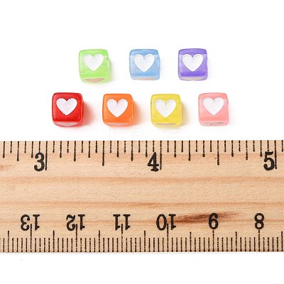 350Pcs 7 Colors Spray Painted Transparent Acrylic Beads OACR-FS0002-52-1