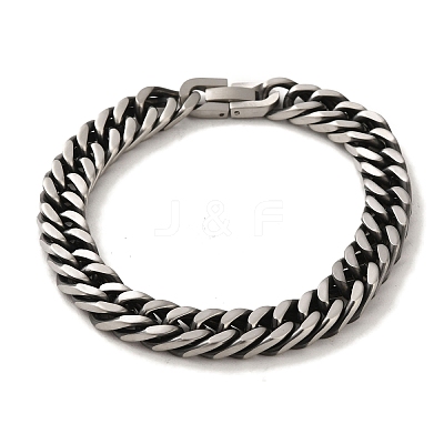 304 Stainless Steel Cuban Link Chain Bracelets for Women Men BJEW-Q341-15C-AS-1