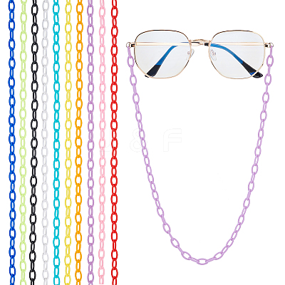 20 Strands 10 Colors Opaque Acrylic Cable Chains SACR-PH0002-11-1