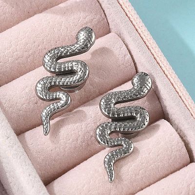 304 Stainless Steel Snake Clip-on Earrings EJEW-B116-03P-1